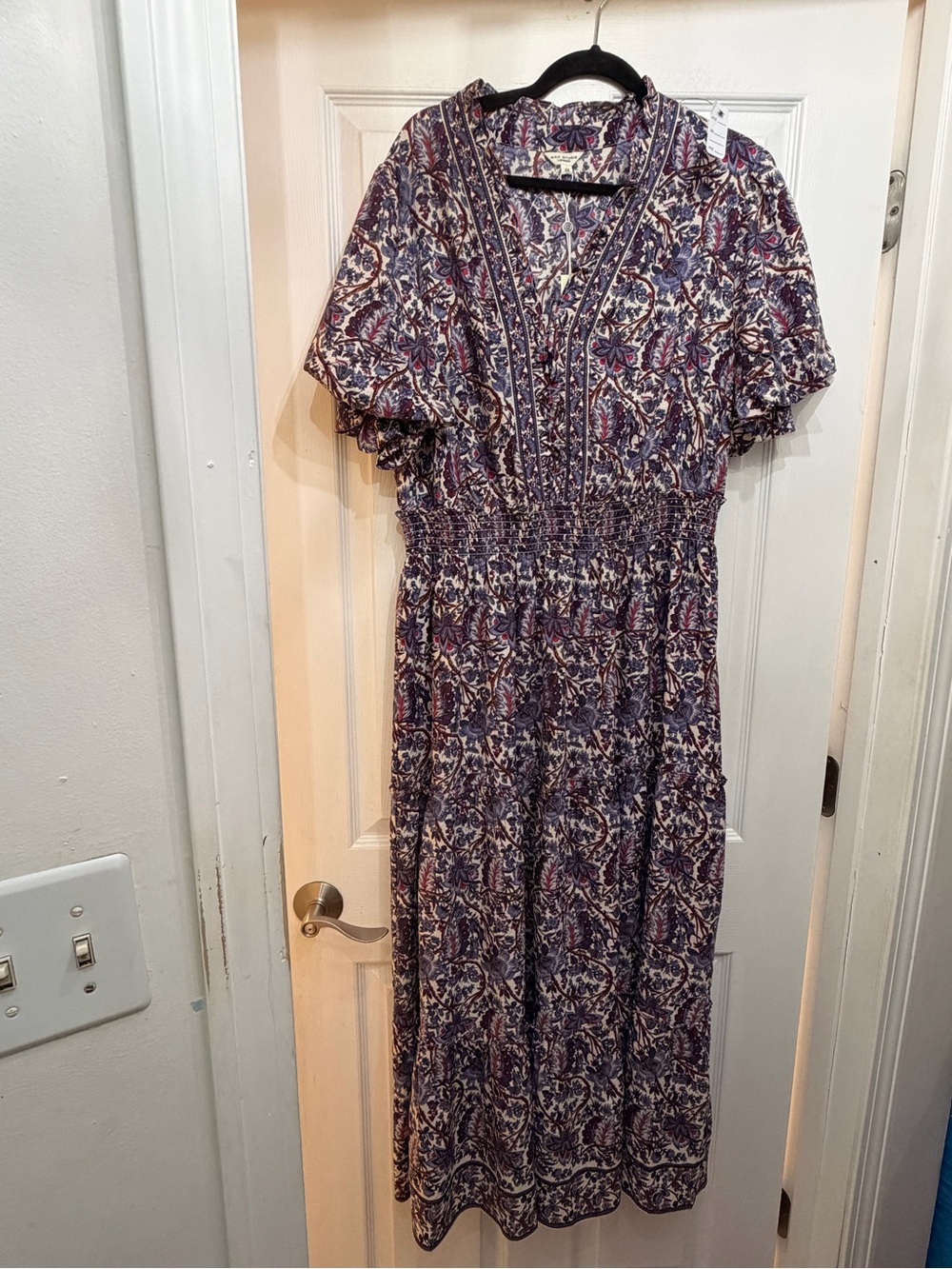 NWT plus size Max Studio Purple Floral Maxi Dress with Smocked Waist